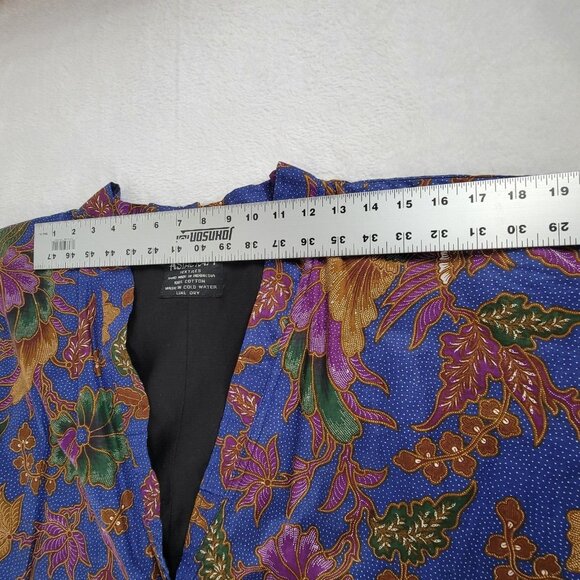 Vintage Asia Craft Textiles Hand Made Indonesian Batik Jacket Cotton Floral Blue - Picture 5 of 9